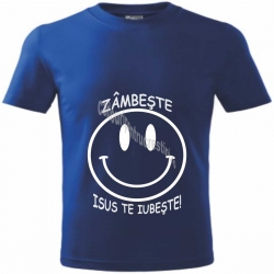 Tricou tineret-copii albastru royal,  Zambeste, Isus te iubeste!